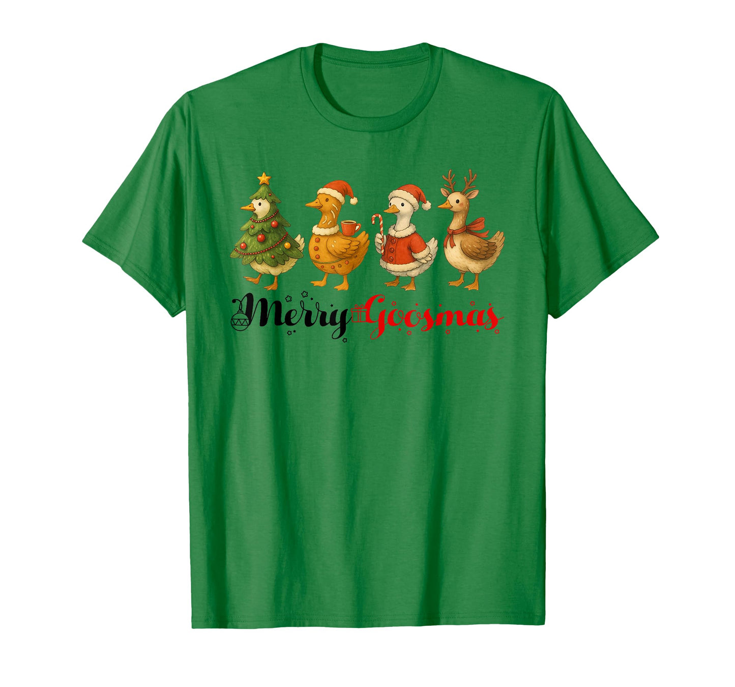 Merry Goosmas Funny Christmas Goose Santa Xmas Tree Holiday T-Shirt