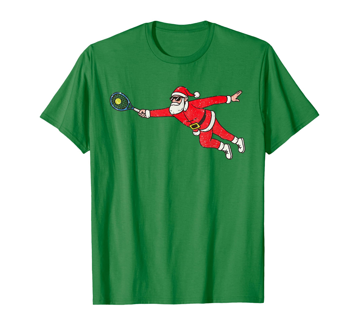 Santa Playing Tennis Christmas Vintage Funny Xmas T-Shirt
