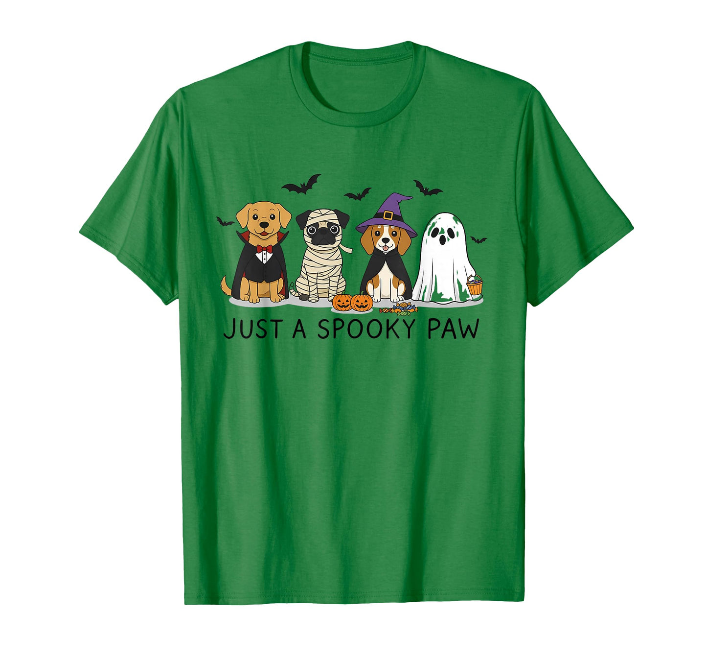 Just A Spooky Paw Funny Halloween Dogs Costumes Apparel T-Shirt