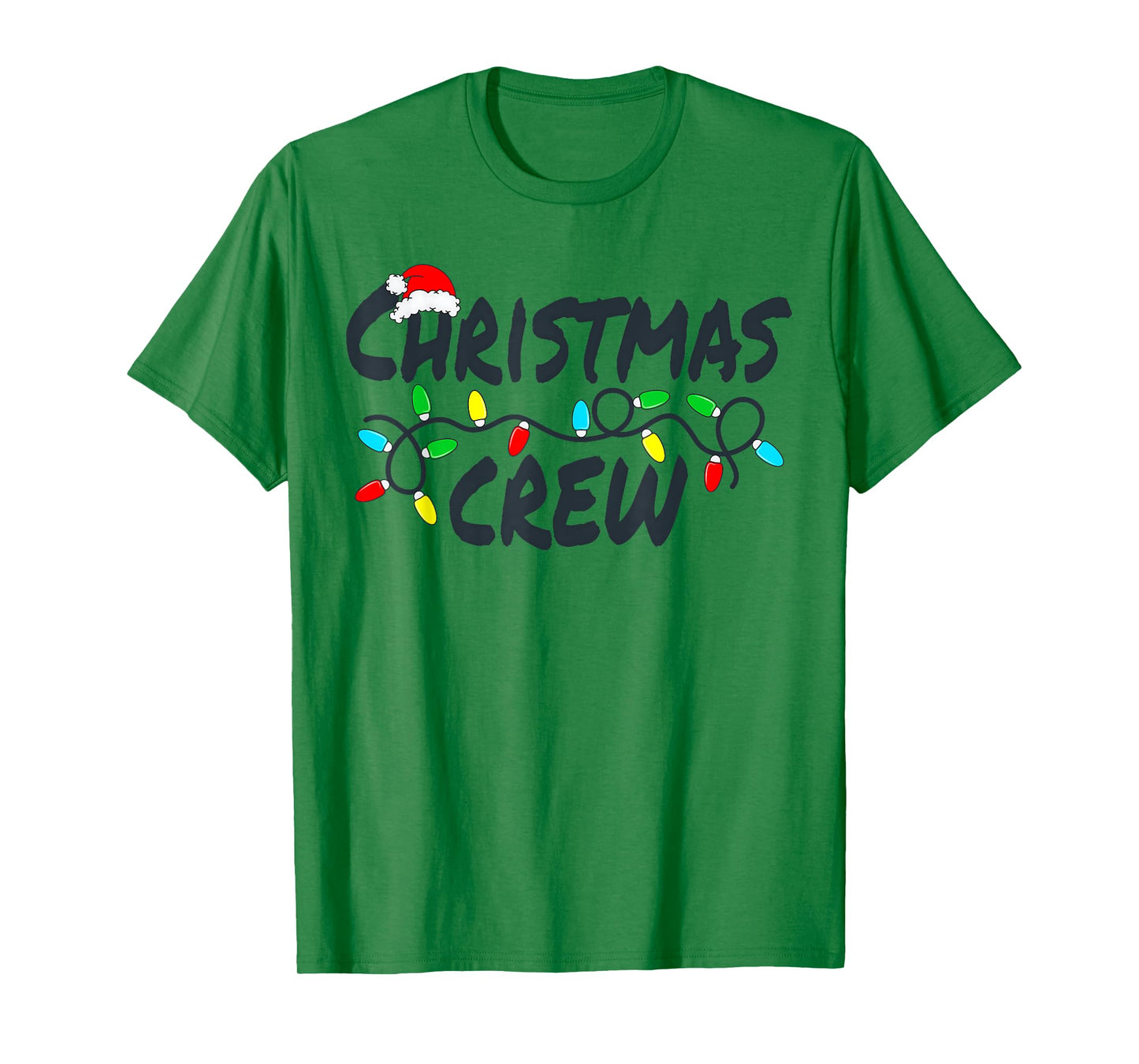 Funny Christmas Crew Santa Hat & Lights Outfit T-Shirt