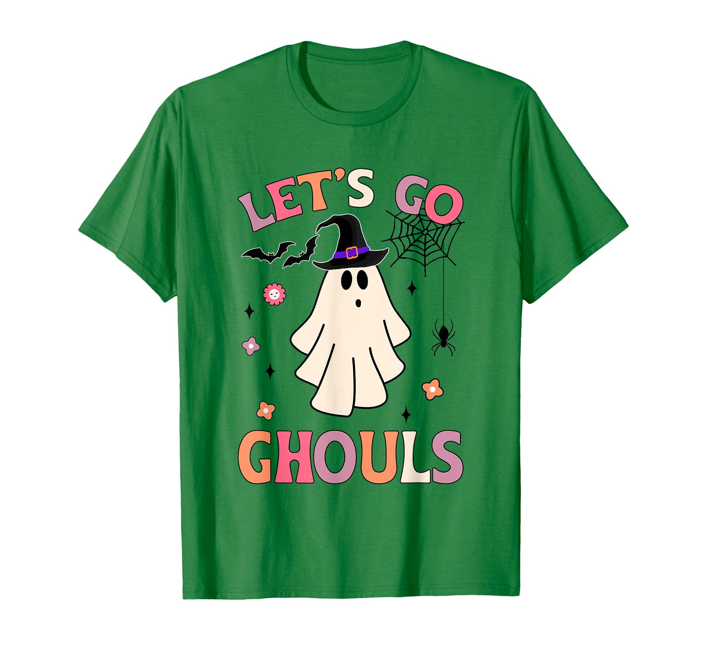 Funny Ghost Spooky Halloween Retro Groovy Let's Go Ghouls T-Shirt
