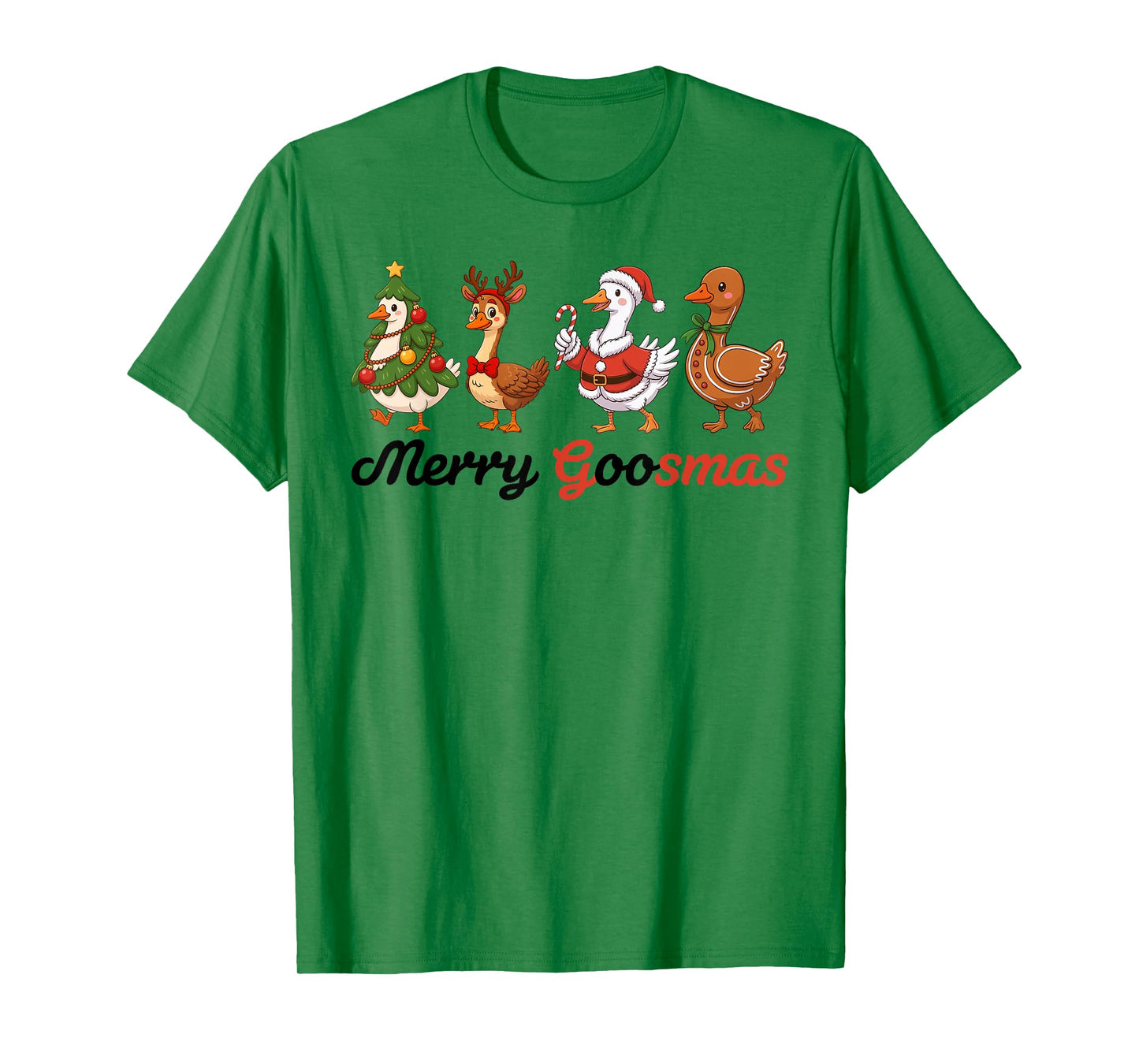Merry Goosmas Funny Christmas Santa Goose Gingerbread Goose T-Shirt