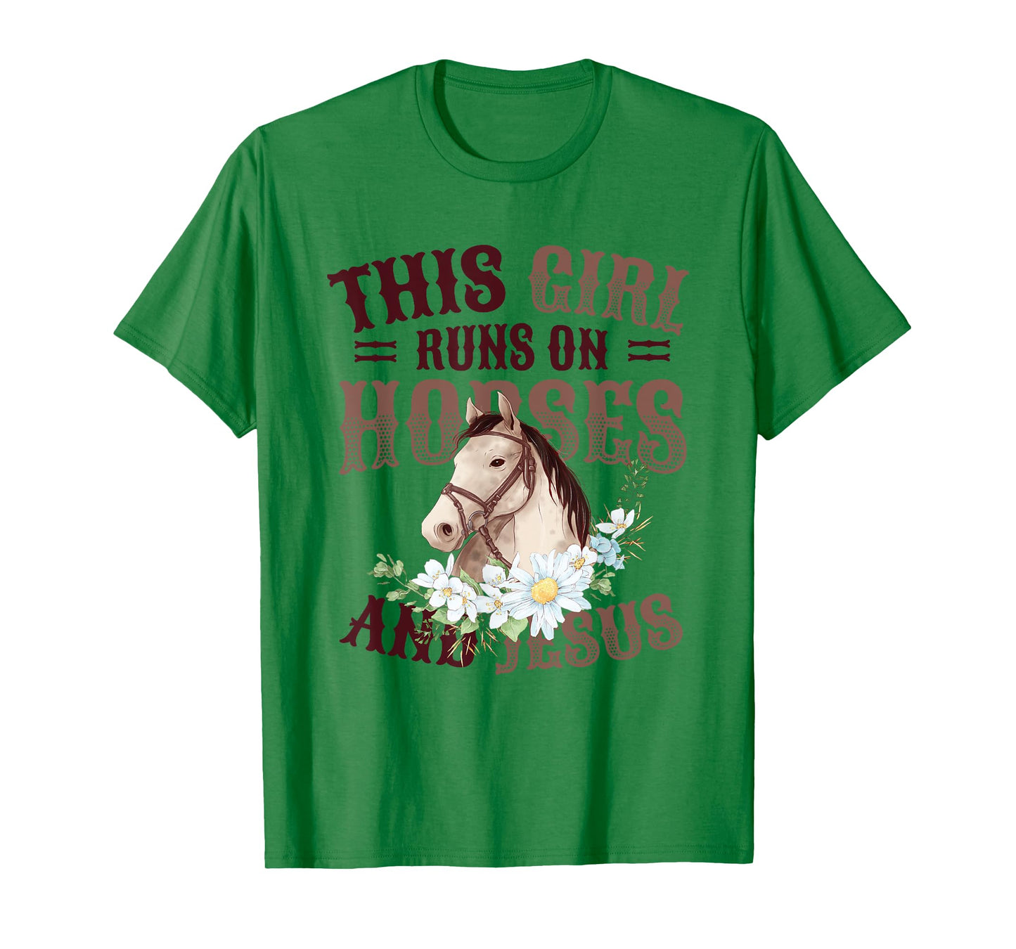This Girl Runs On Horses And Jesus Girls Horse T-Shirt
