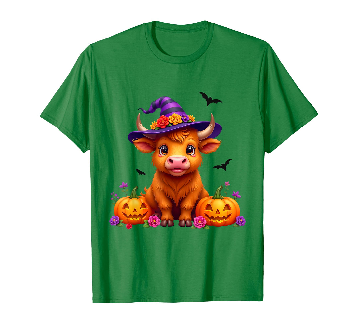 Highland Cow in Witch Costume Happy Halloween Costume Day T-Shirt