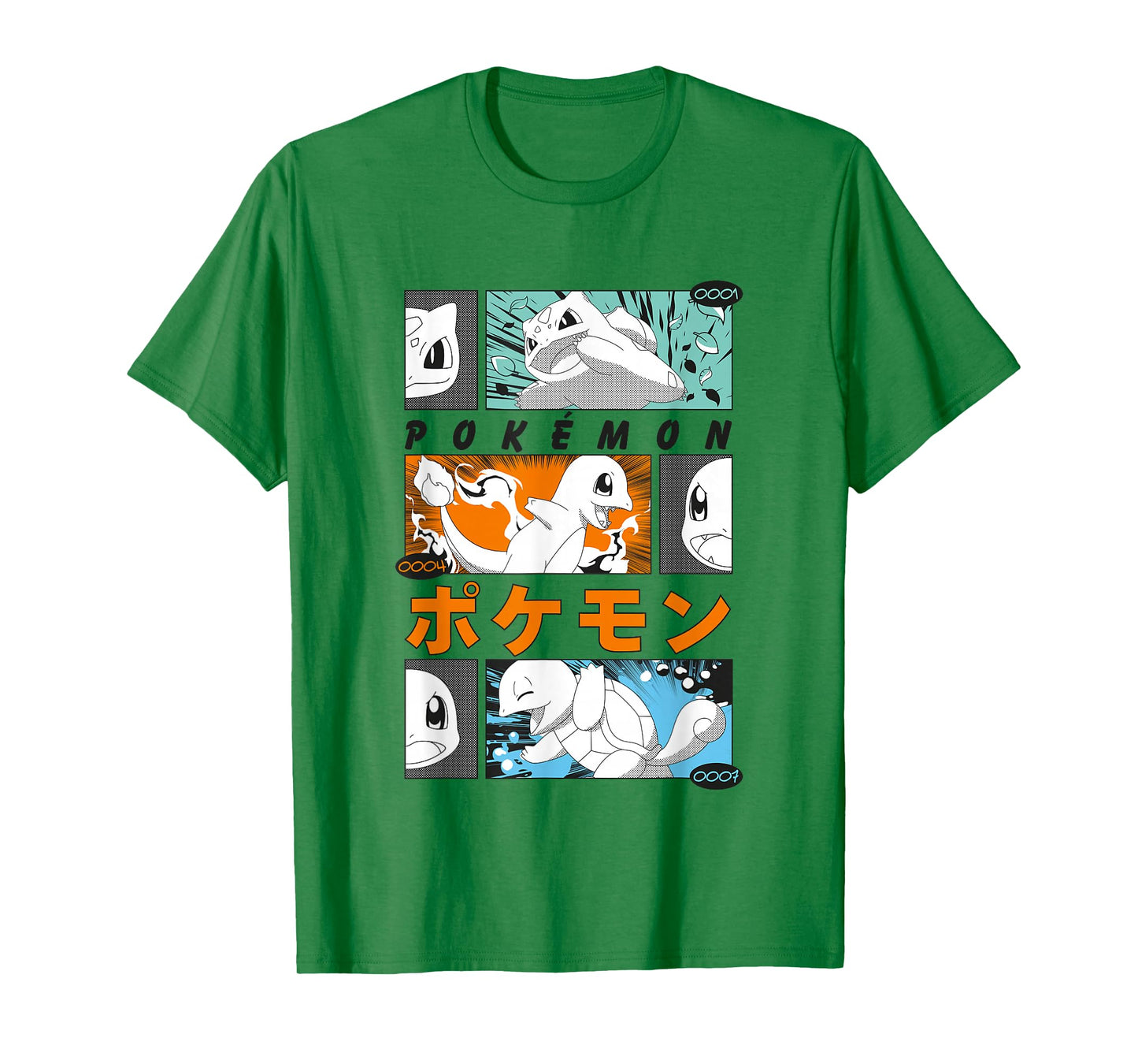 Pokémon Kanto Starters Vintage Manga Action Panels T-Shirt