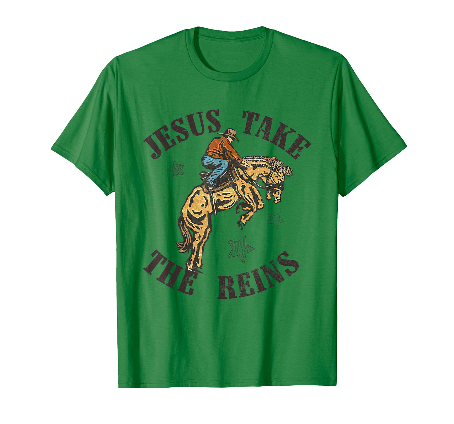 Jesus Take The Reins Western Cowboy Bucking Bronco Western T-Shirt