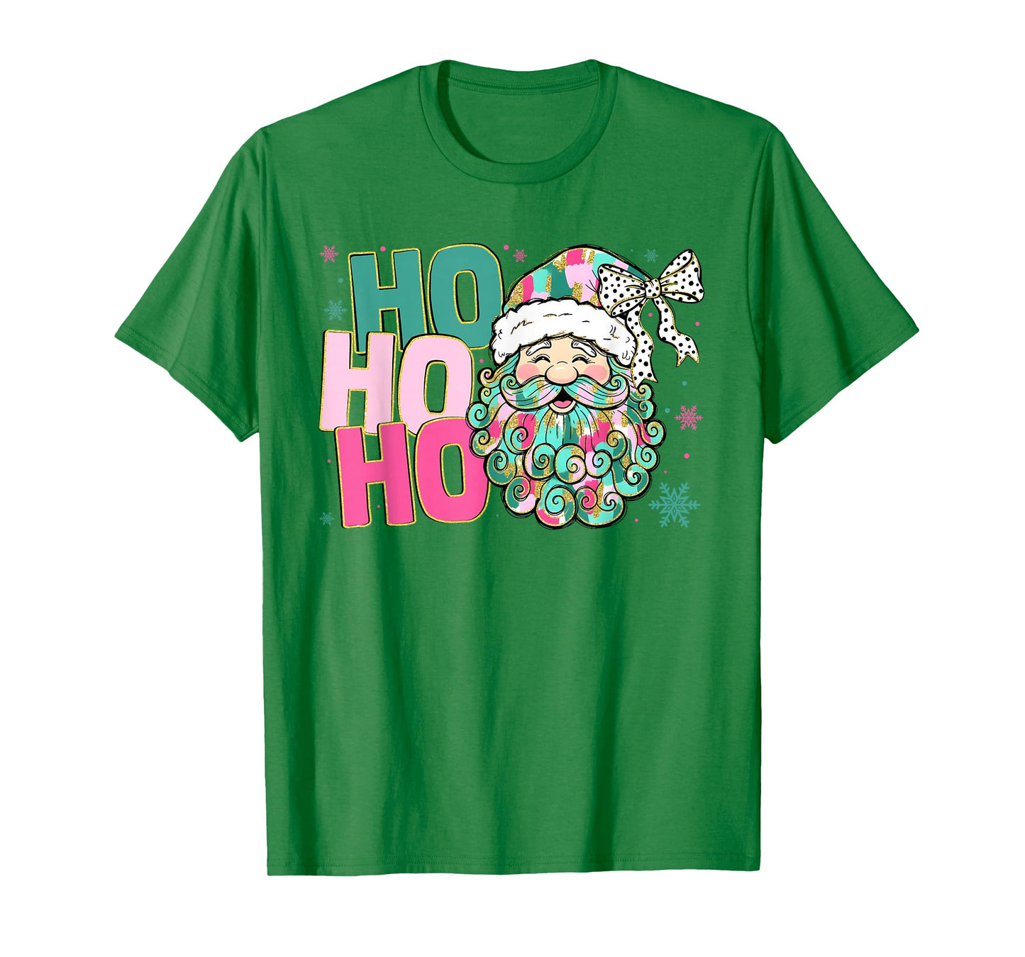 Pink Brushstroke Merry Coquette Christmas Ho Ho Ho Santa Hat T-Shirt