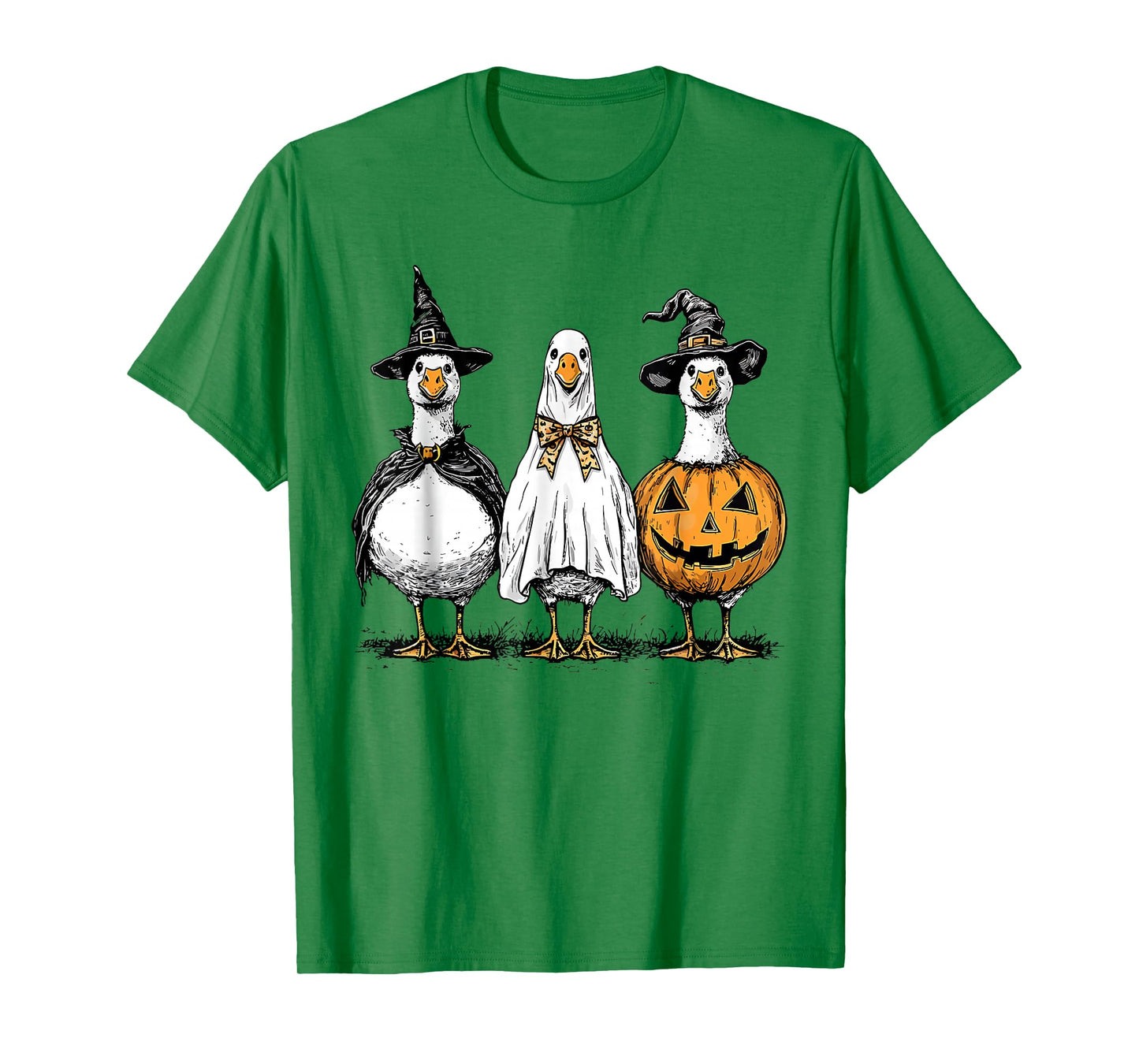 Halloween Witch Goose Retro Ghost Pumpkin Animals Lover T-Shirt