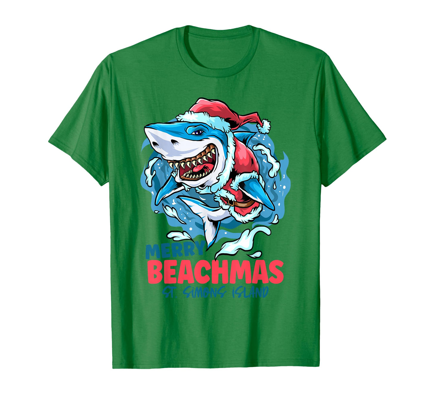 St Simons Island Georgia Merry Beachmas Christmas Santa T-Shirt
