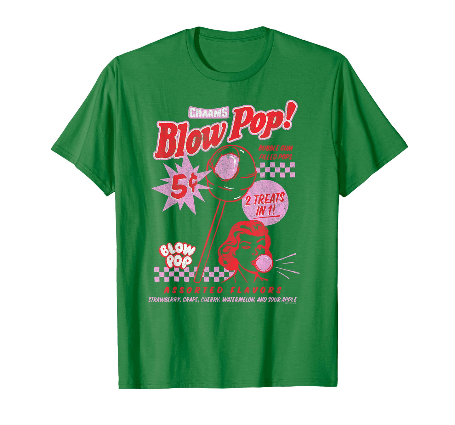 Charms Blow Pop 2 Treats in 1 Vintage Ad Sucker Candy T-Shirt