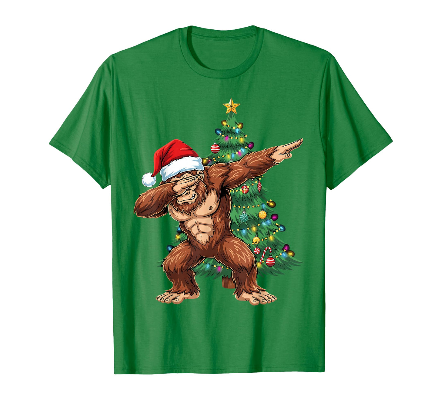 Bigfoot Christmas Tree Dabbing Santa Xmas Sasquatch Men Boys T-Shirt