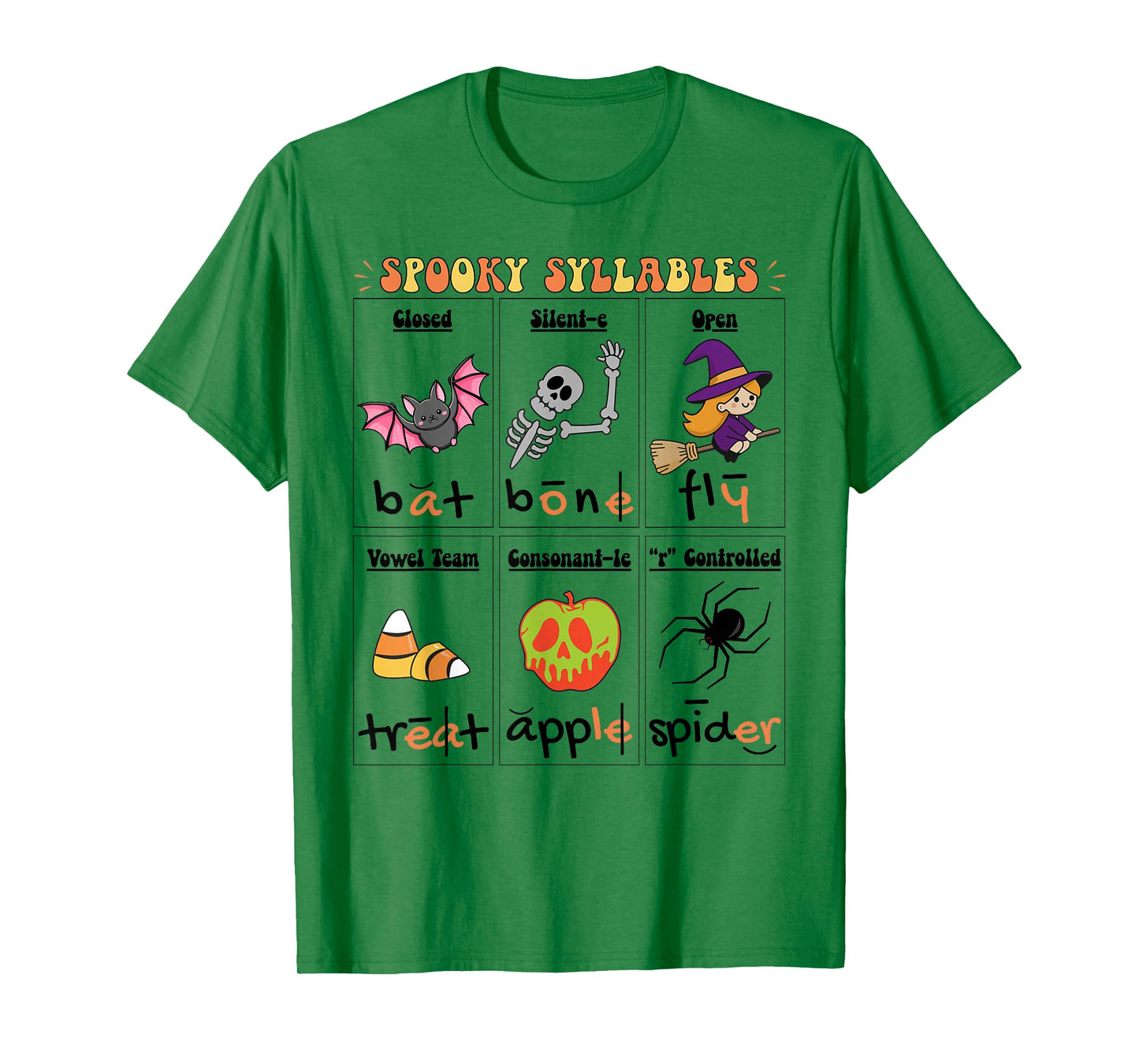 Halloween Reading Spooky Syllables Teacher Vintage T-Shirt