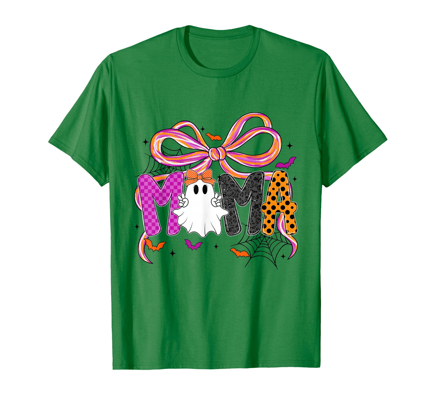 Coquette Checkered Ghost Mama Halloween Lace Ghost Womens T-Shirt