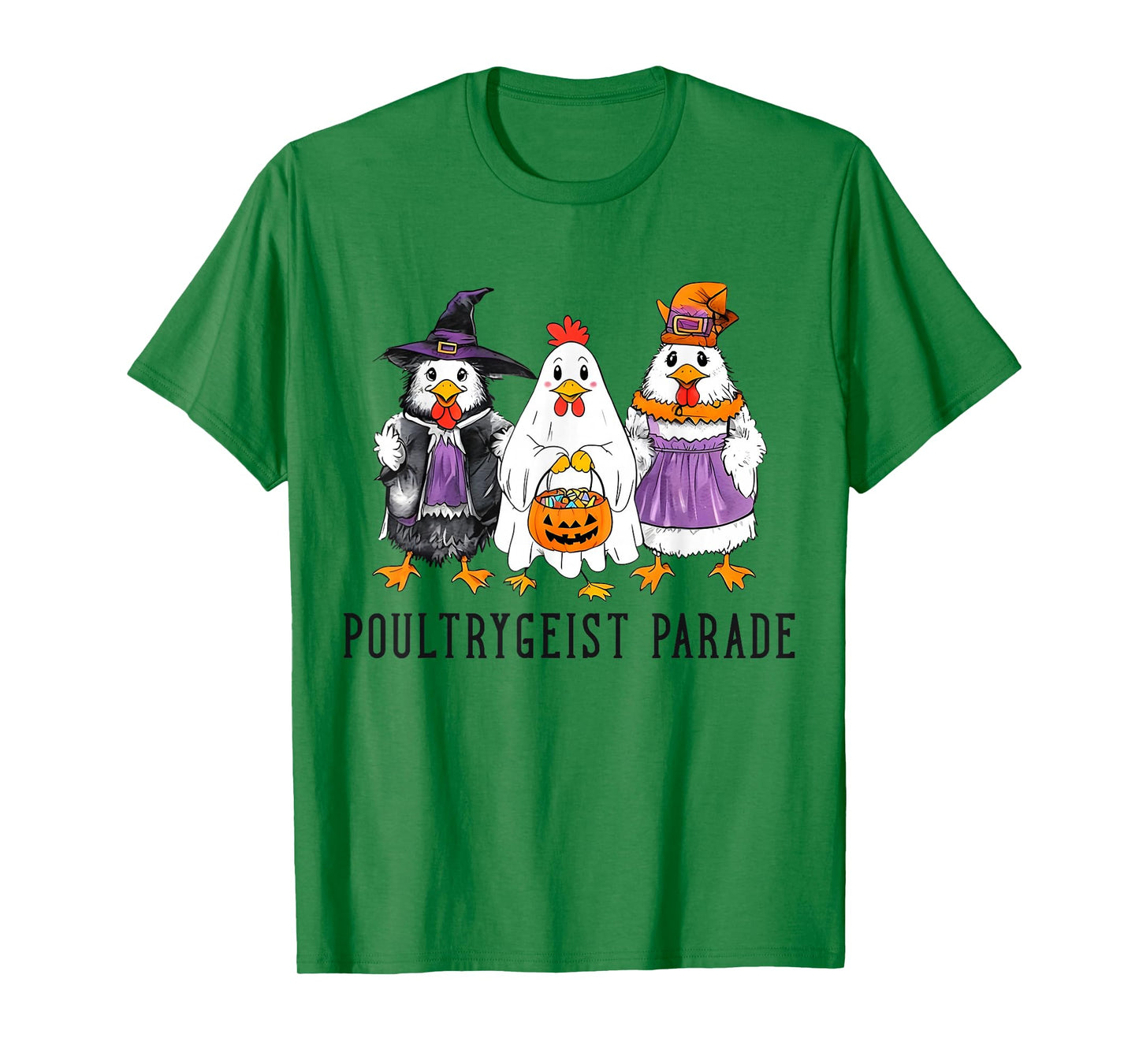Funny Halloween Spooky Chicken Crew Poultrygeist Parade T-Shirt