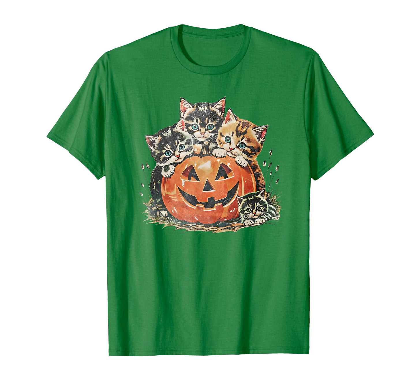 Vintage 90s Cat Pumpkin Halloween Spooky Season Tee T-Shirt