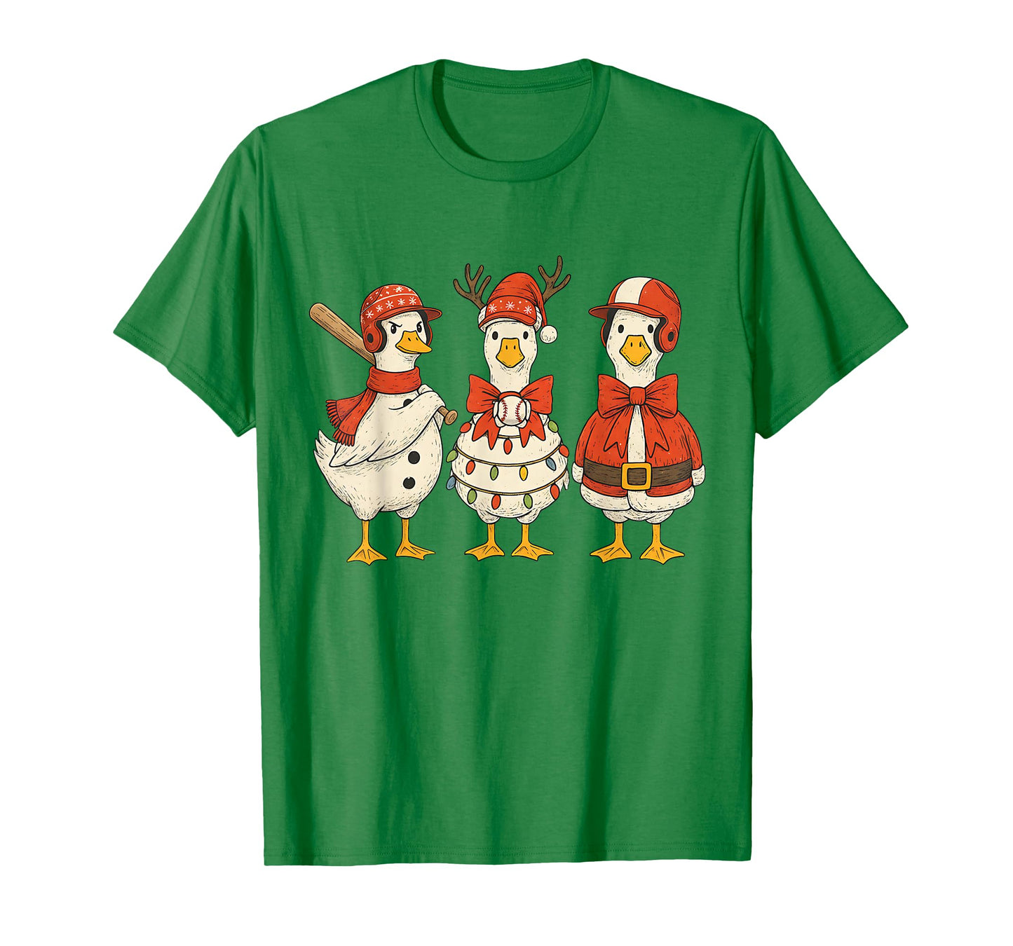 Preppy Goose Baseball Christmas Crew Santa Goose Baseball T-Shirt