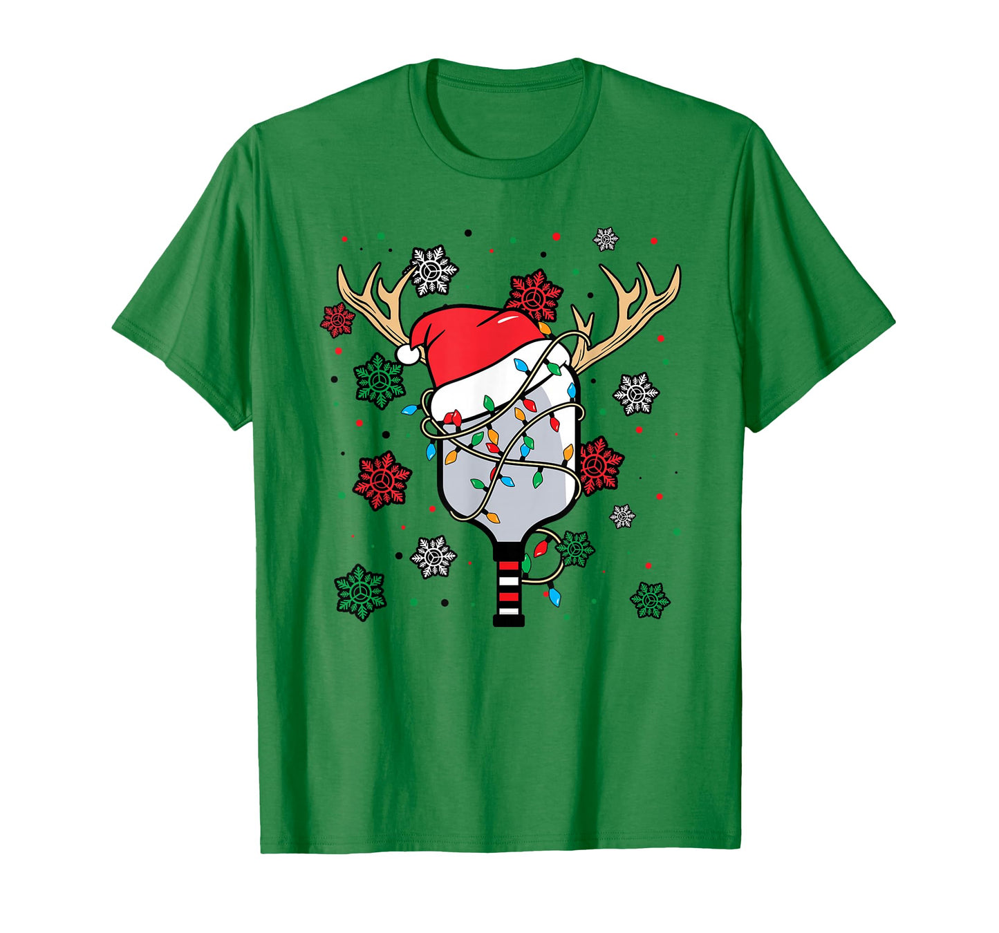 Christmas Pickleball Paddle Reindeer Santa Hat Xmas Costume T-Shirt
