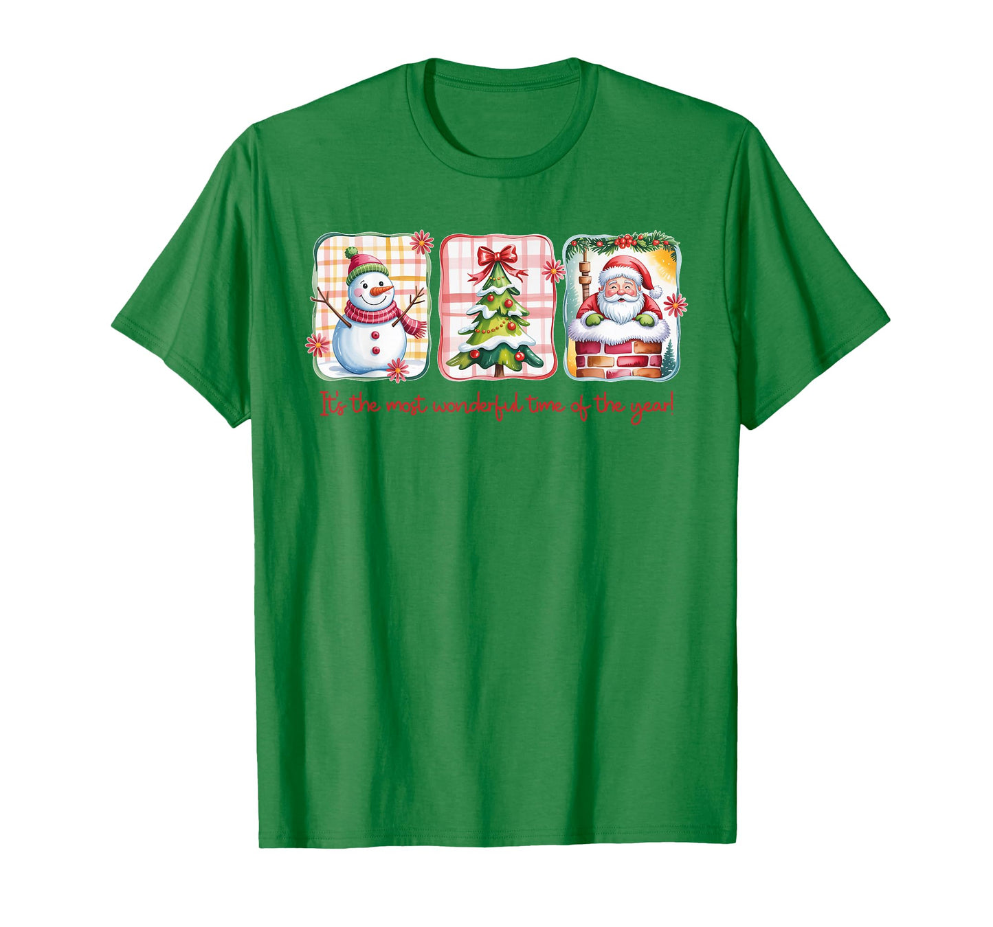 Christmas The Most Wonderful Time of The Year Plaid Snowman T-Shirt