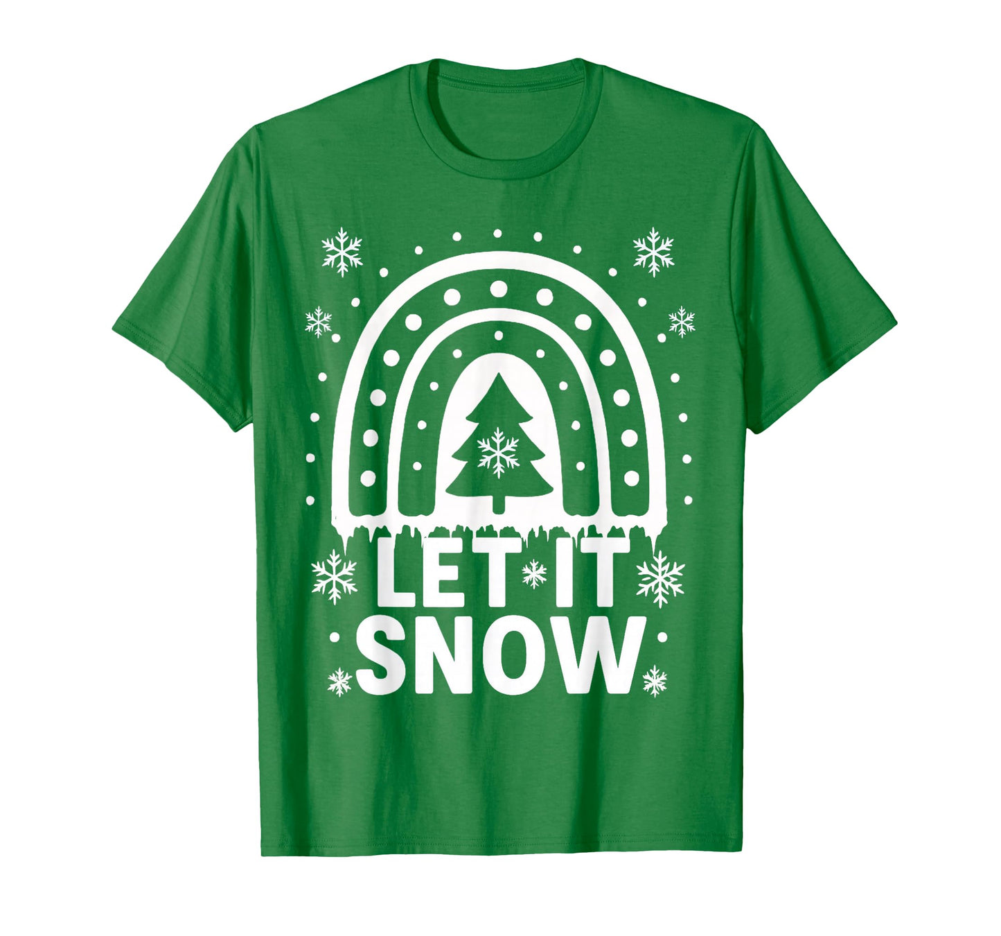 Snowflake Christmas Teacher Student Cute Rainbow Let It Snow T-Shirt
