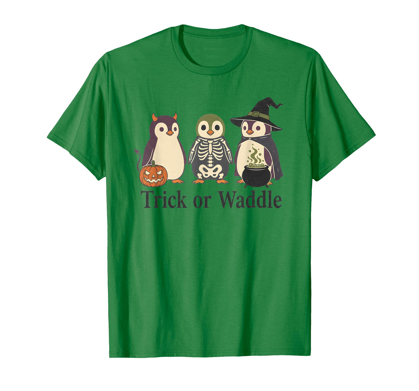 Vintage Penguin Trick or Waddle Spooky Halloween T-Shirt