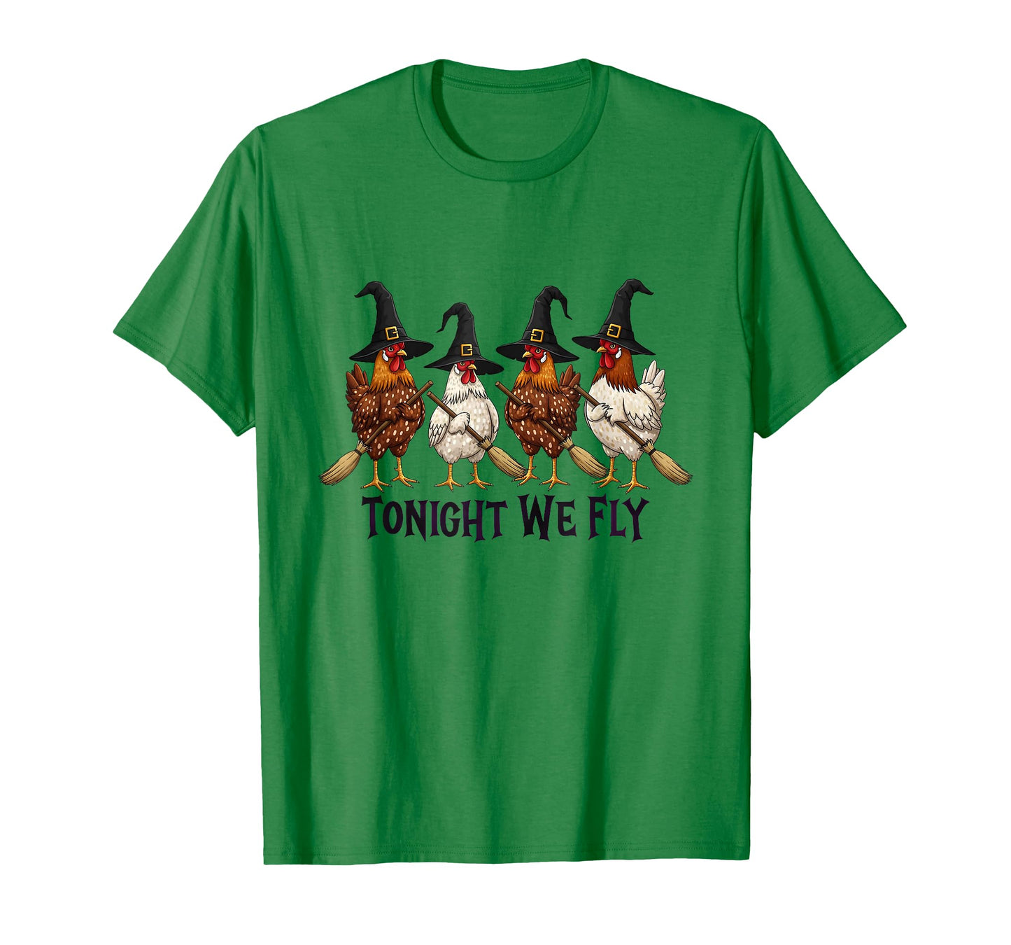 Tonight We Fly Halloween Chicken Witch Broom Salem Witch T-Shirt