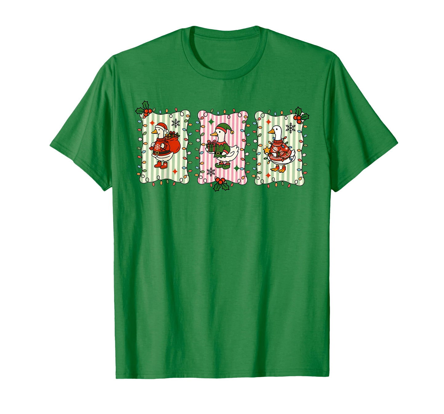 Retro Christmas Silly Goose Christmas Light Goosemas Funny T-Shirt