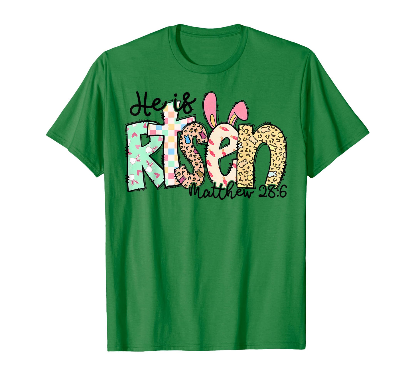 He Is Risen Jesus Christian Happy Easter Day Women Girl Kids T-Shirt
