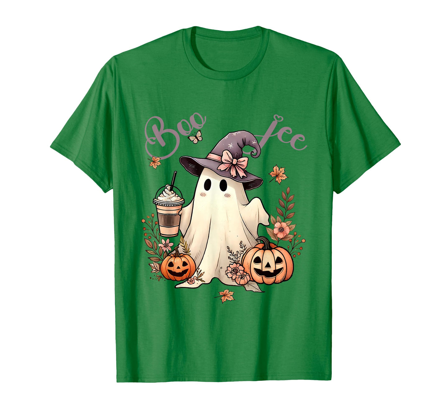 Boo Jee Ghost Ice Coffee Coquette Bow Halloween Women Girl T-Shirt