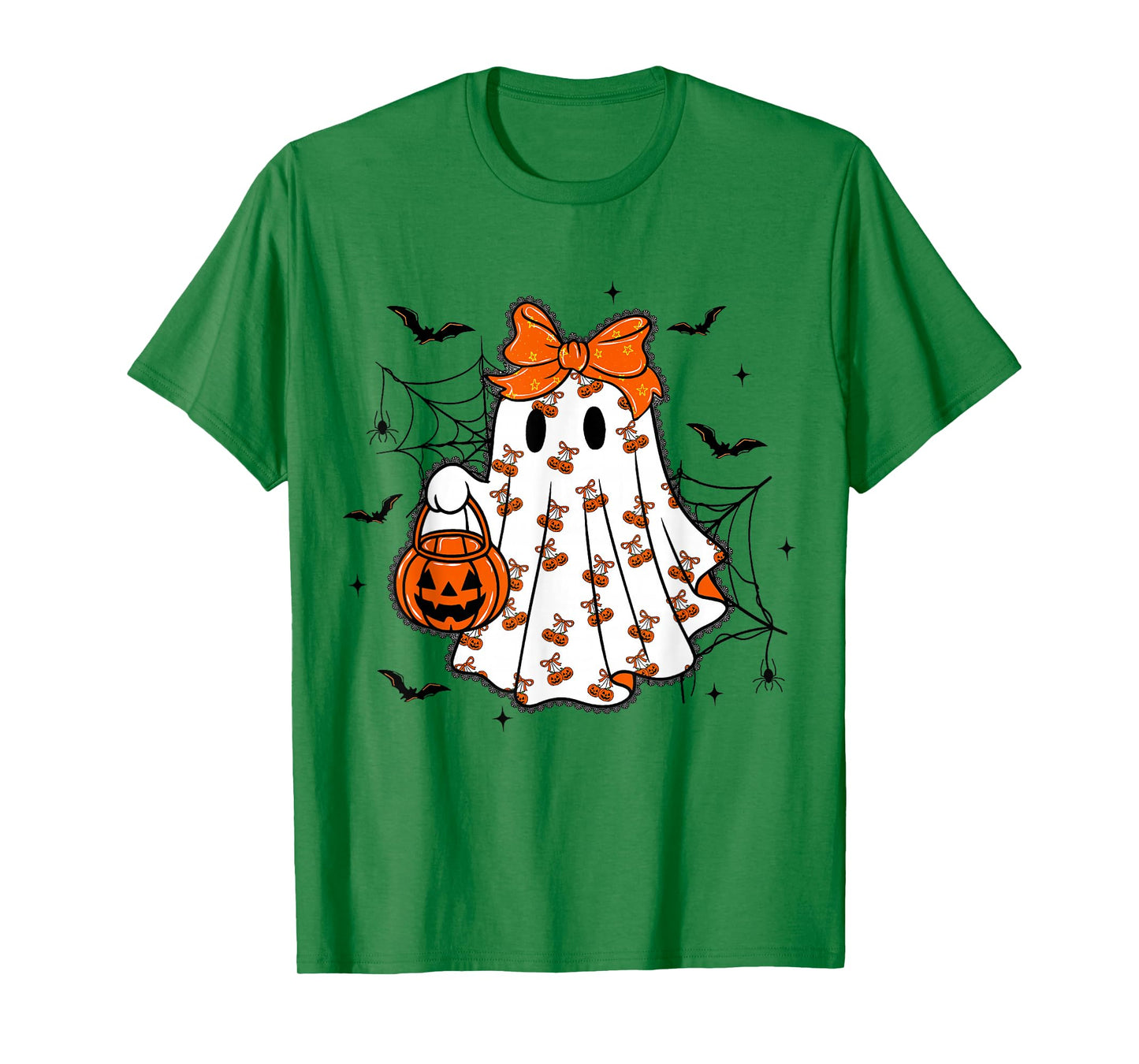 Cute Ghost Pumpkin Groovy Halloween Spooky Season Women Girl T-Shirt
