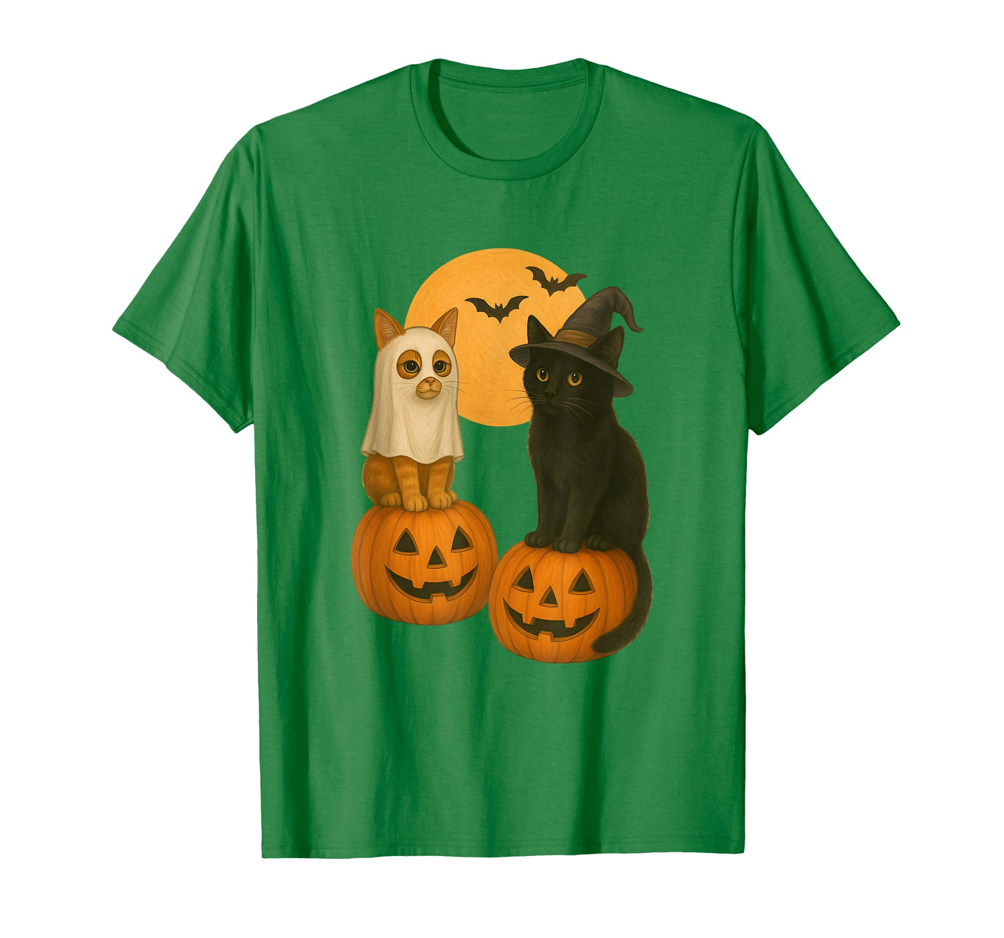 Cute Cats with Halloween Costumes Ghost and Witch Kitten T-Shirt