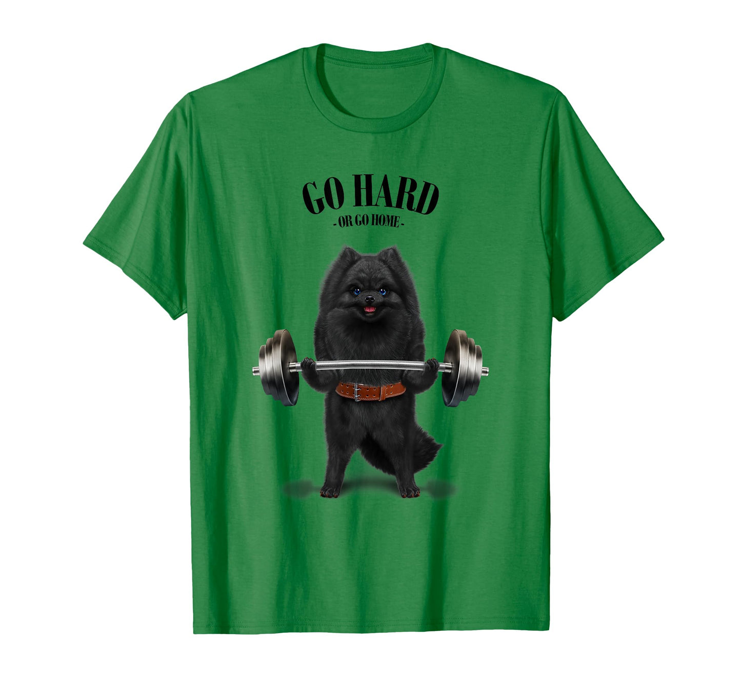 Black Pomeranian Dog Weightlifting in Fitness Gym T-Shirt for Men Women Kids