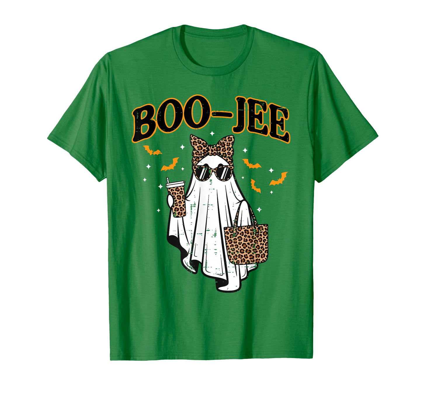Boojee Coquette Leopard Ghost Coffee Halloween Girls Women T-Shirt