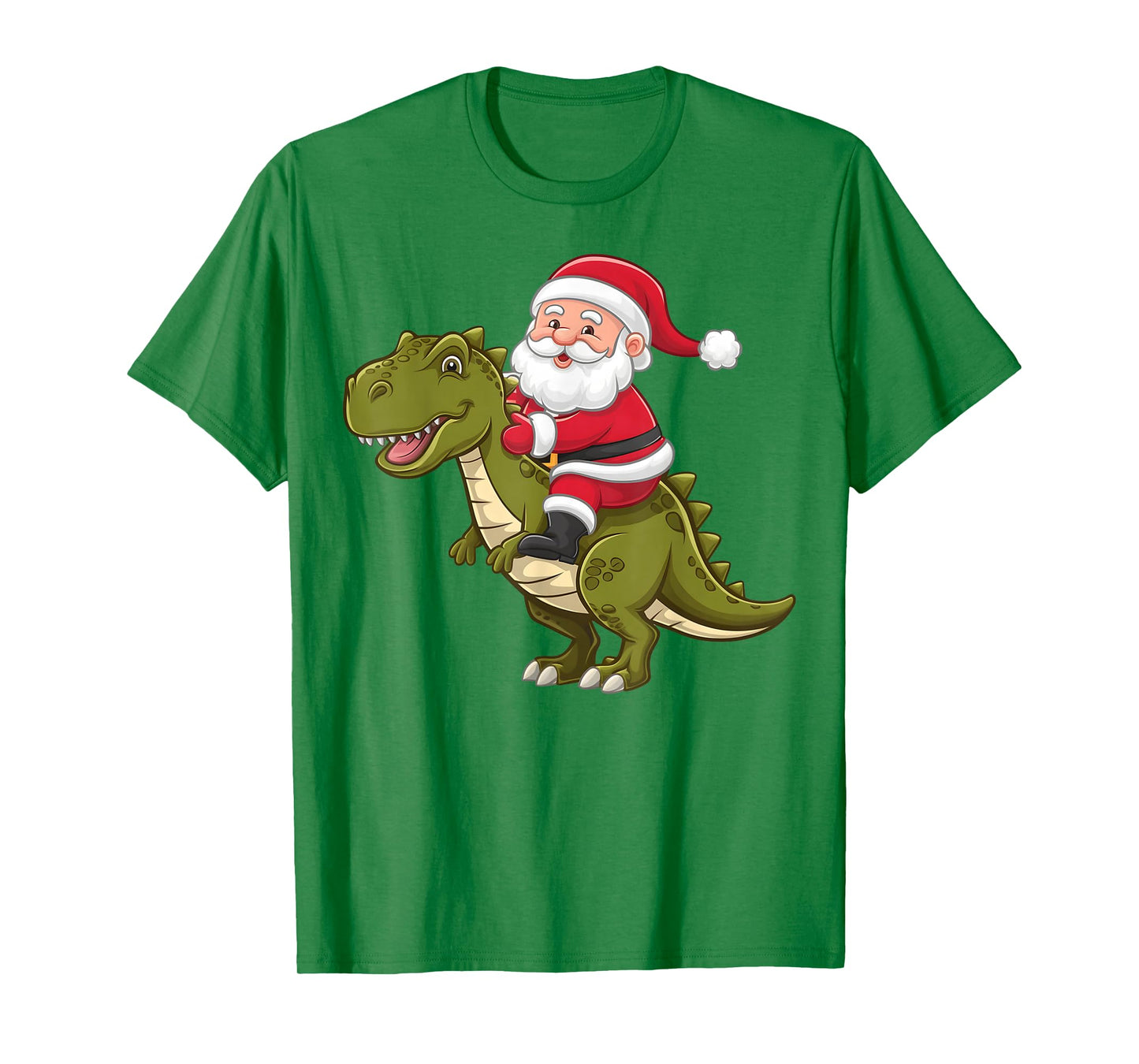 Christmas Santa Riding Dinosaur Cute Xmas Graphic Boys Kids T-Shirt