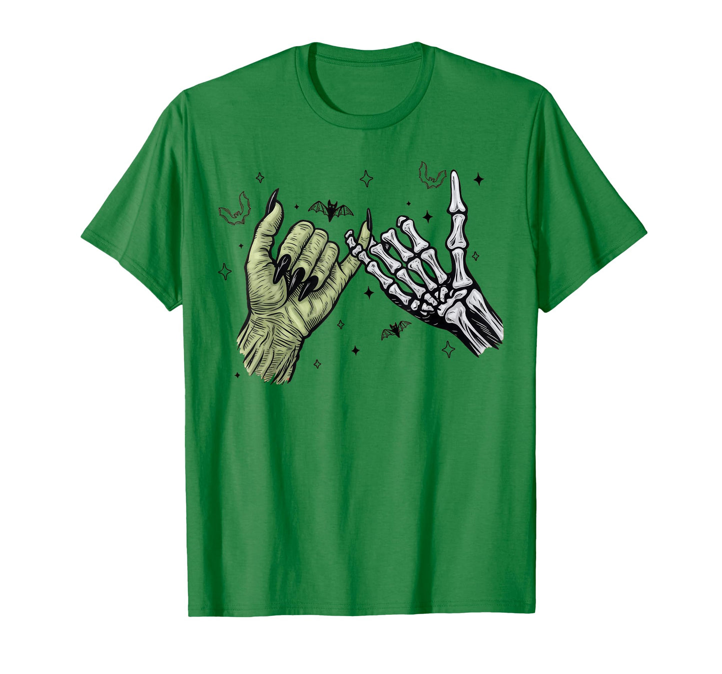 Halloween Witch Hand and Skeleton Hand Lock pinkies T-Shirt