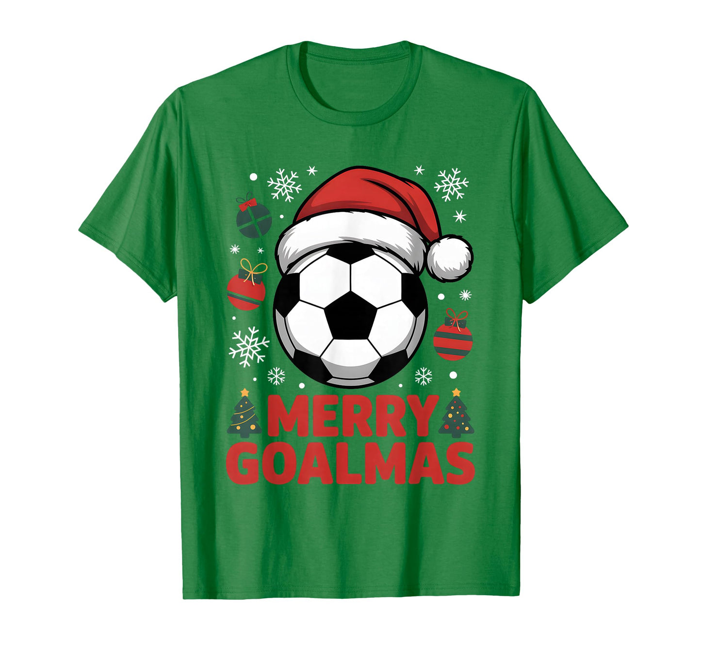 Merry Goalmas Christmas Santa Soccer Ball Graphic Kids Boys T-Shirt