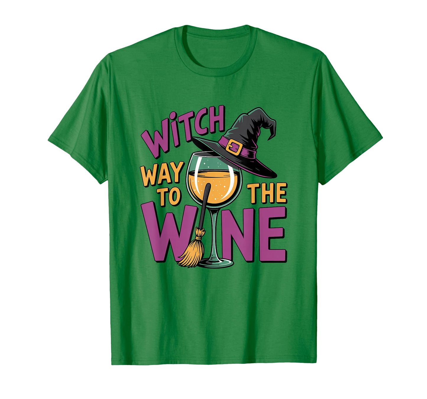 Witch Way to The Wine Funny Halloween Pun T-Shirt