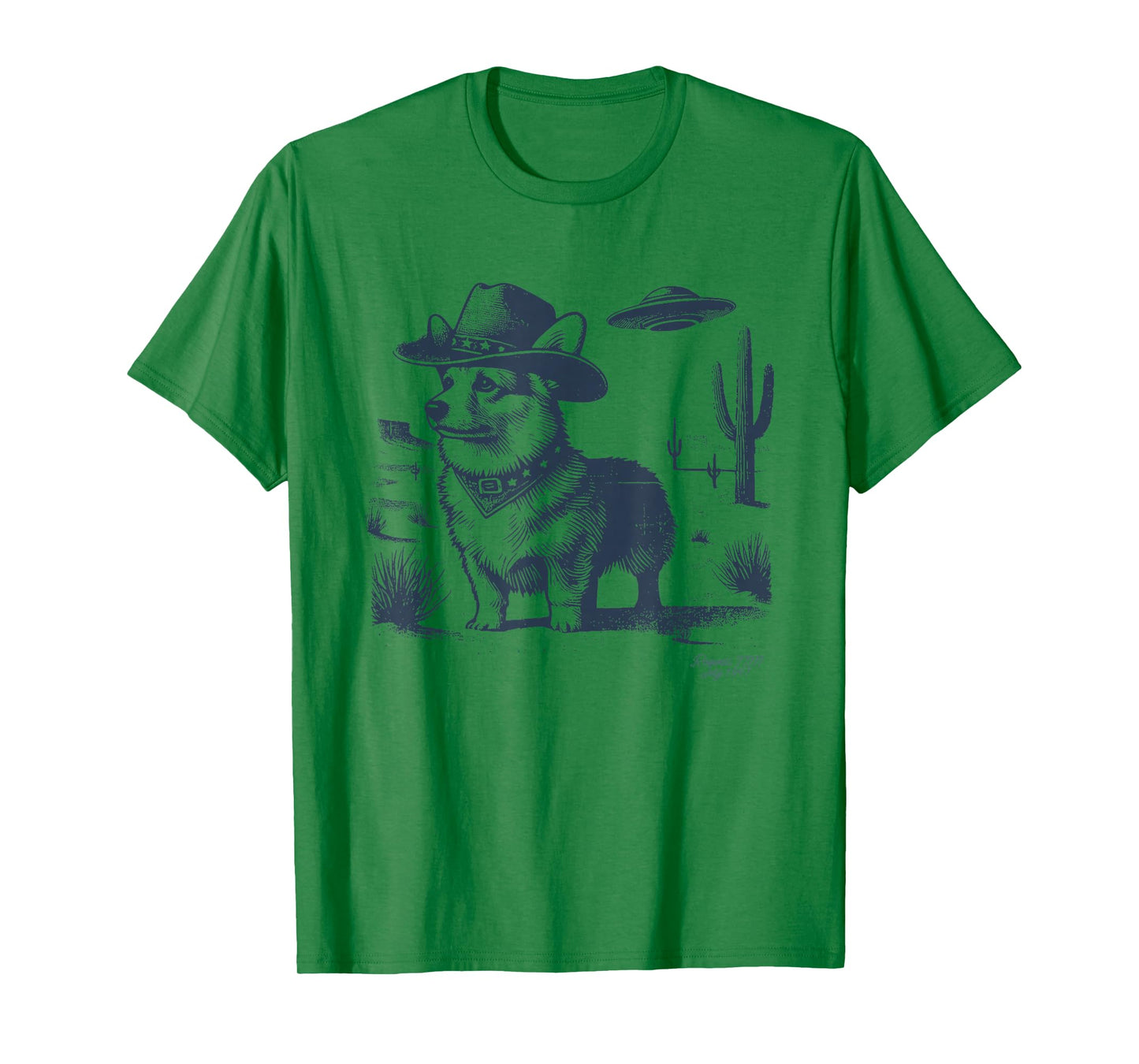 Corgi Cowboy, UFO Corgi Cowboy Hat, Corgi Mom, Corgi Dad T-Shirt