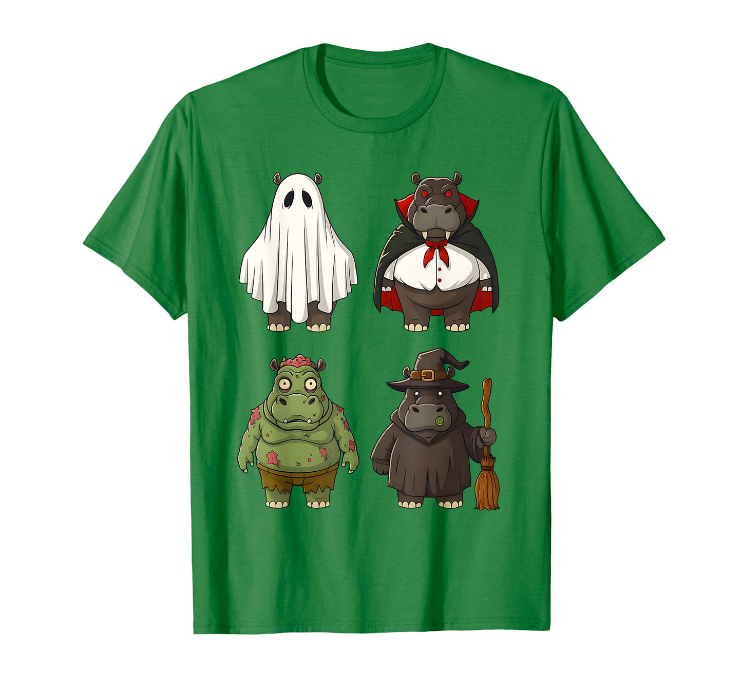 Funny Hippo Halloween Ghost Vampire Witch Zombie Costume T-Shirt