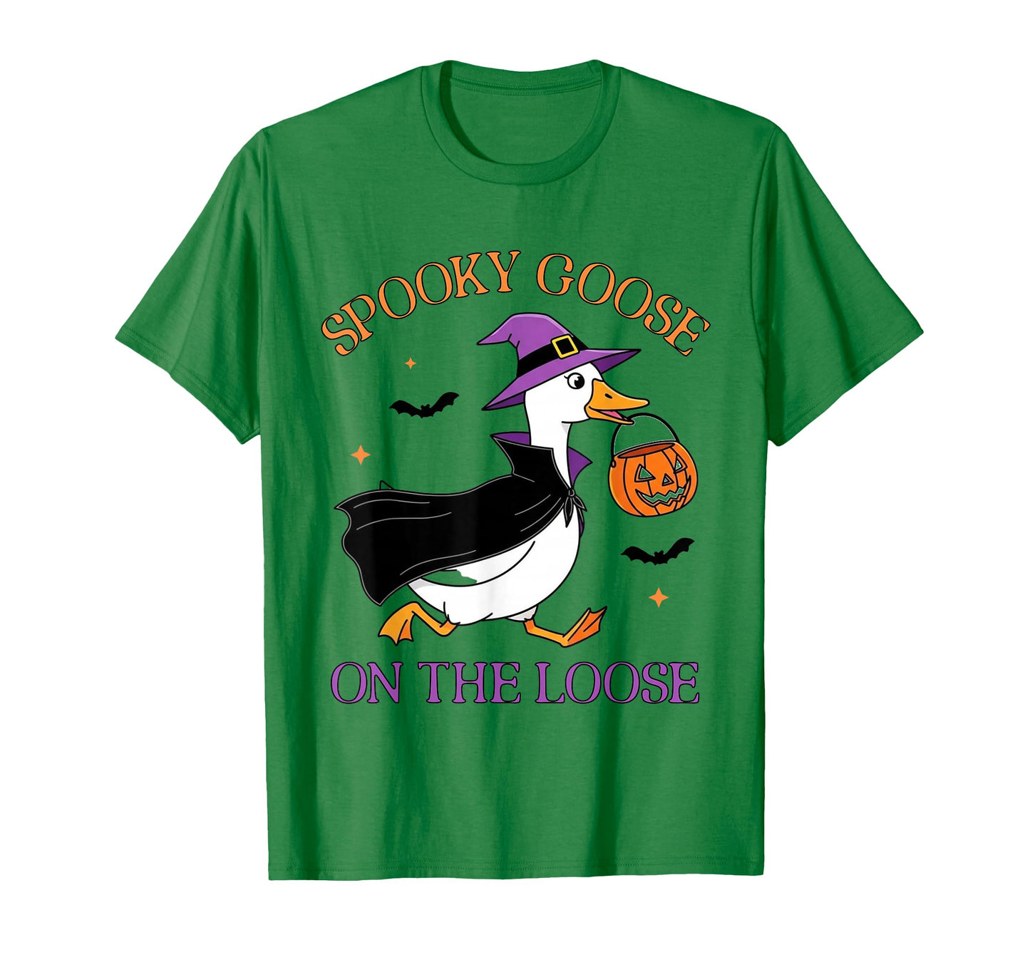 Spooky Goose On The Loose Halloween Goose Pumpkin Witch T-Shirt