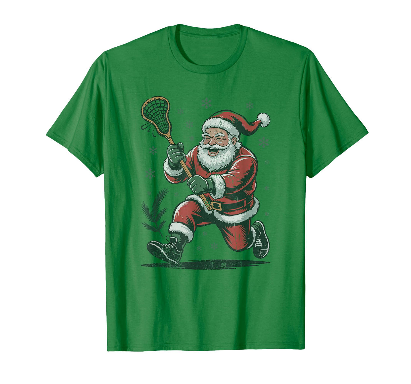 Santa Playing Lacrosse Christmas Holiday Retro Vintage 90s T-Shirt