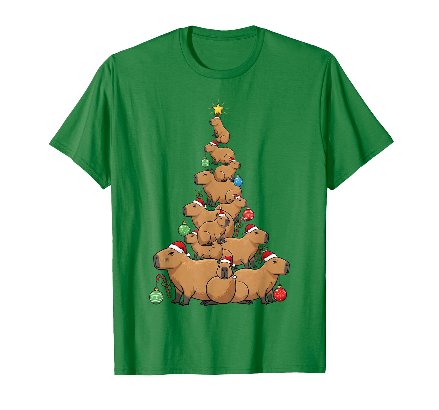 Cute Capybara Lovers Christmas Tree Santa Xmas Boys Kids Men T-Shirt
