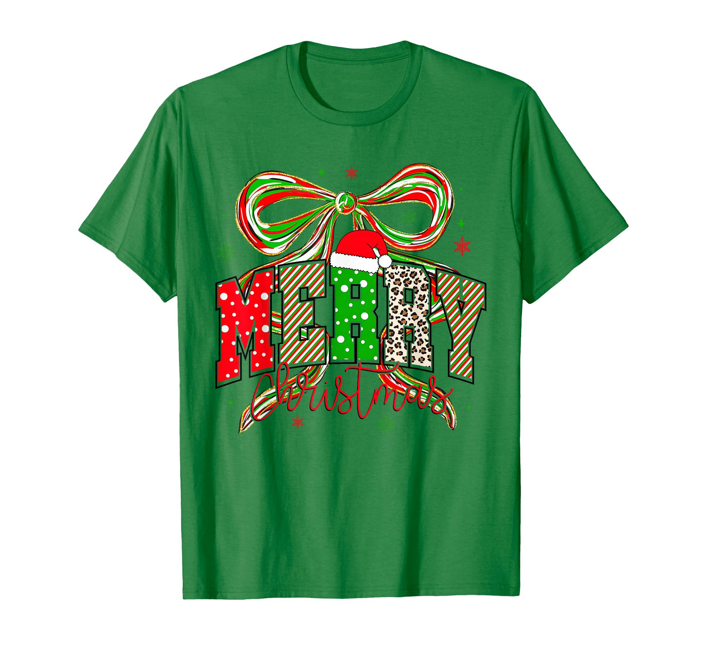 Coquette Bow Pink Christmas Tree Merry Xmas Girl Women T-Shirt