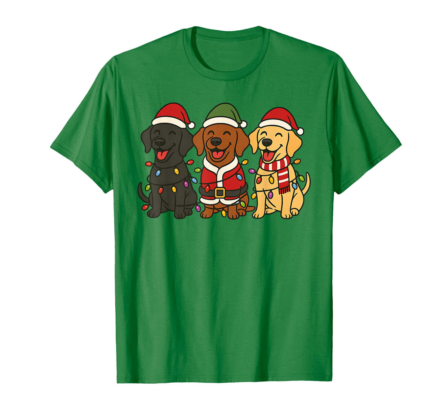 Cute Labrador Dogs Christmas Lights Santa Holiday Fun T-Shirt