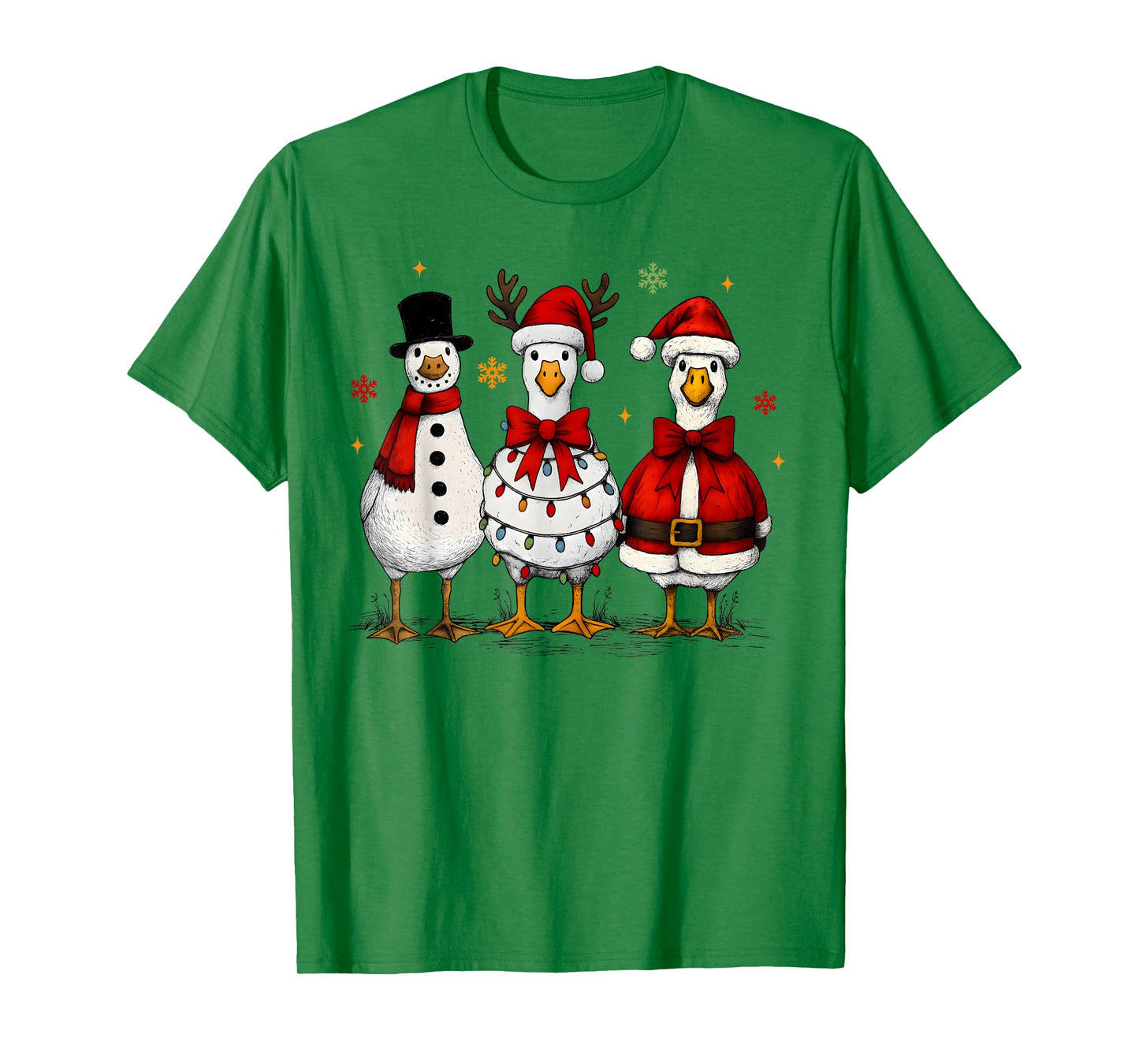 Funny Christmas Goose Santa Reindeer Snowman Men Women Kids T-Shirt