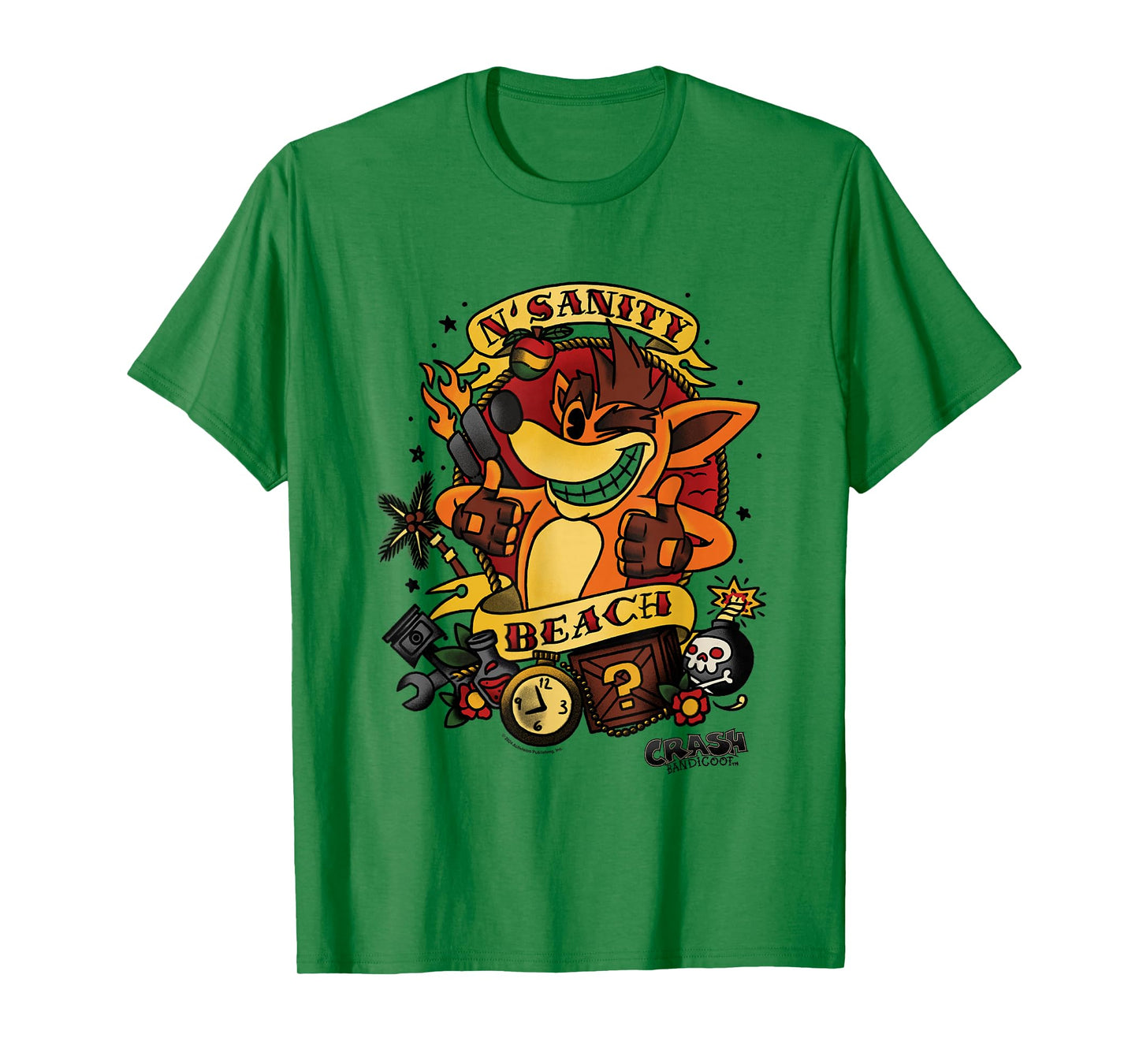 Crash Bandicoot N'Sanity Beach Vintage Tattoo Style T-Shirt