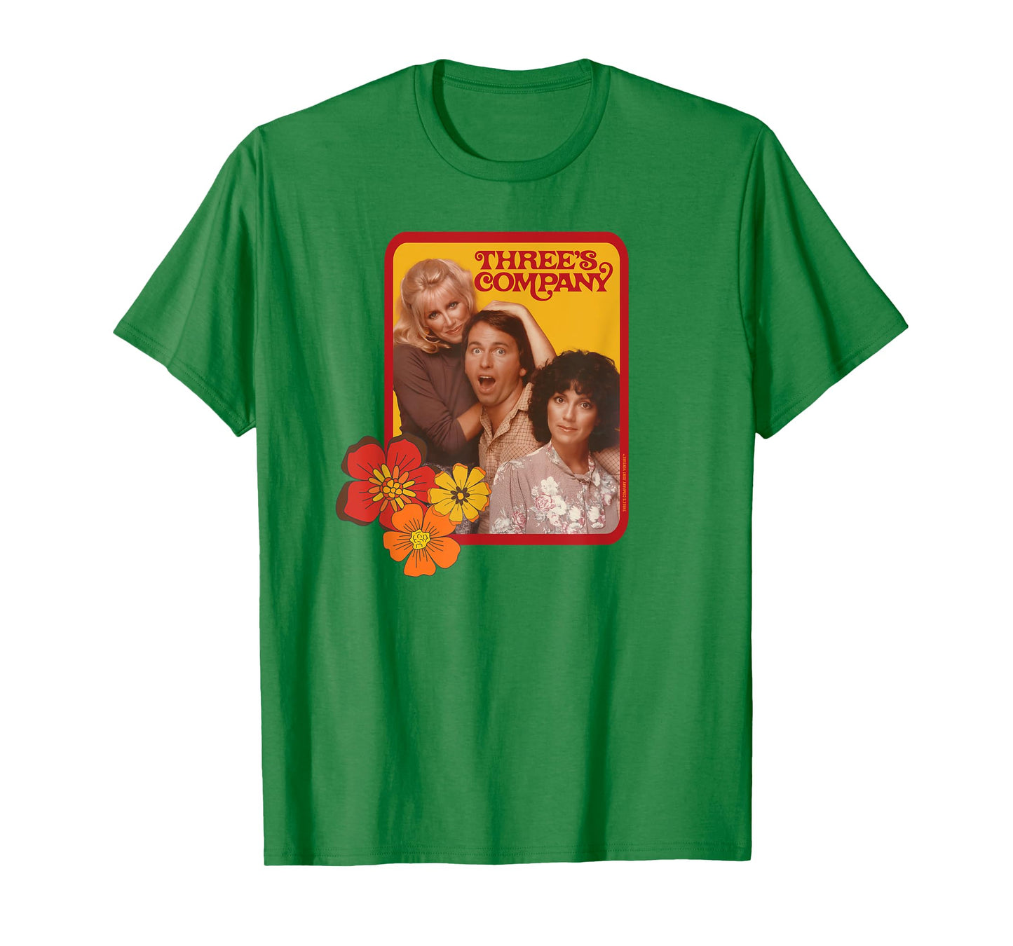 Jack & Janet & Chrissy Three's Company Retro Floral Graphic T-Shirt
