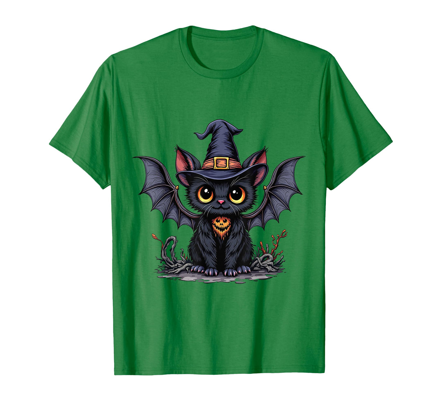 Cute Bat Wearing Witch Hat Trying to Be Funny Halloween Bat T-Shirt