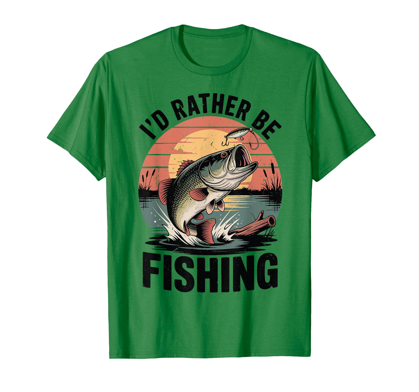 Youth Boy Id Rather Be Fishing-Shirt Bass Fish Funny Fishing T-Shirt