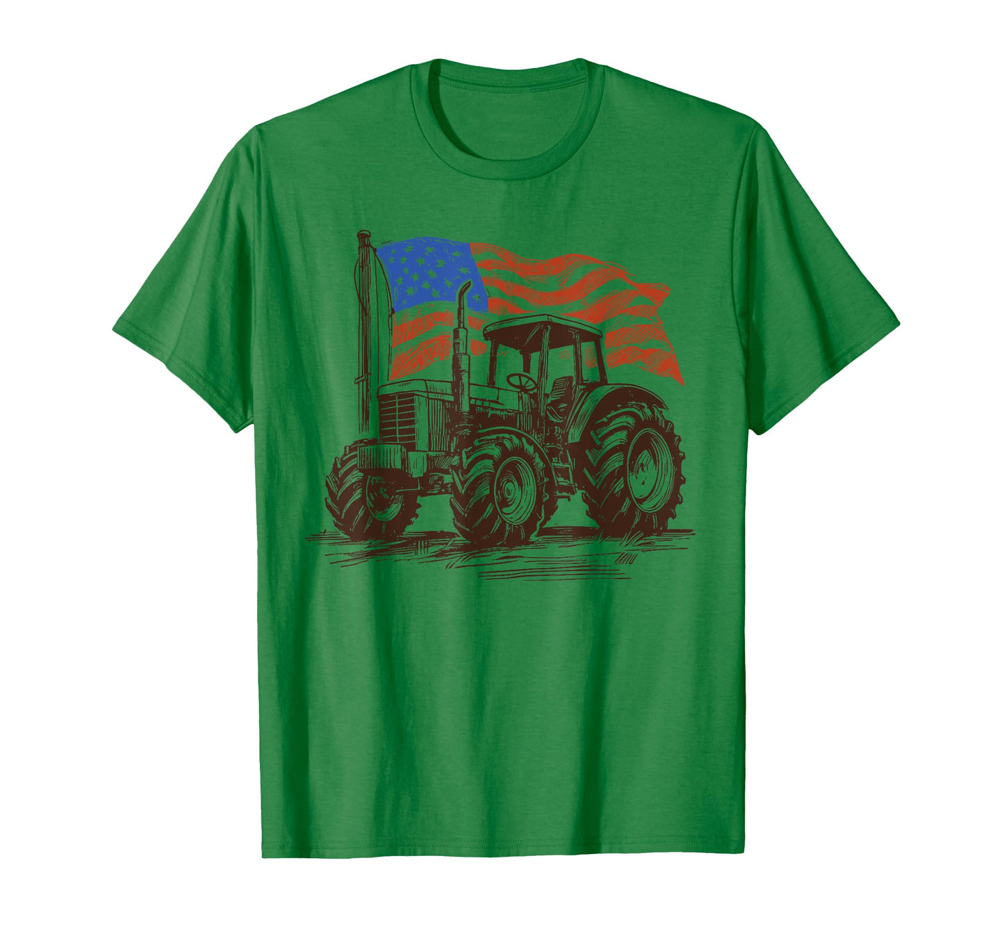 Farm Tractor Proud Farmer Patriotic American Flag Tractor T-Shirt
