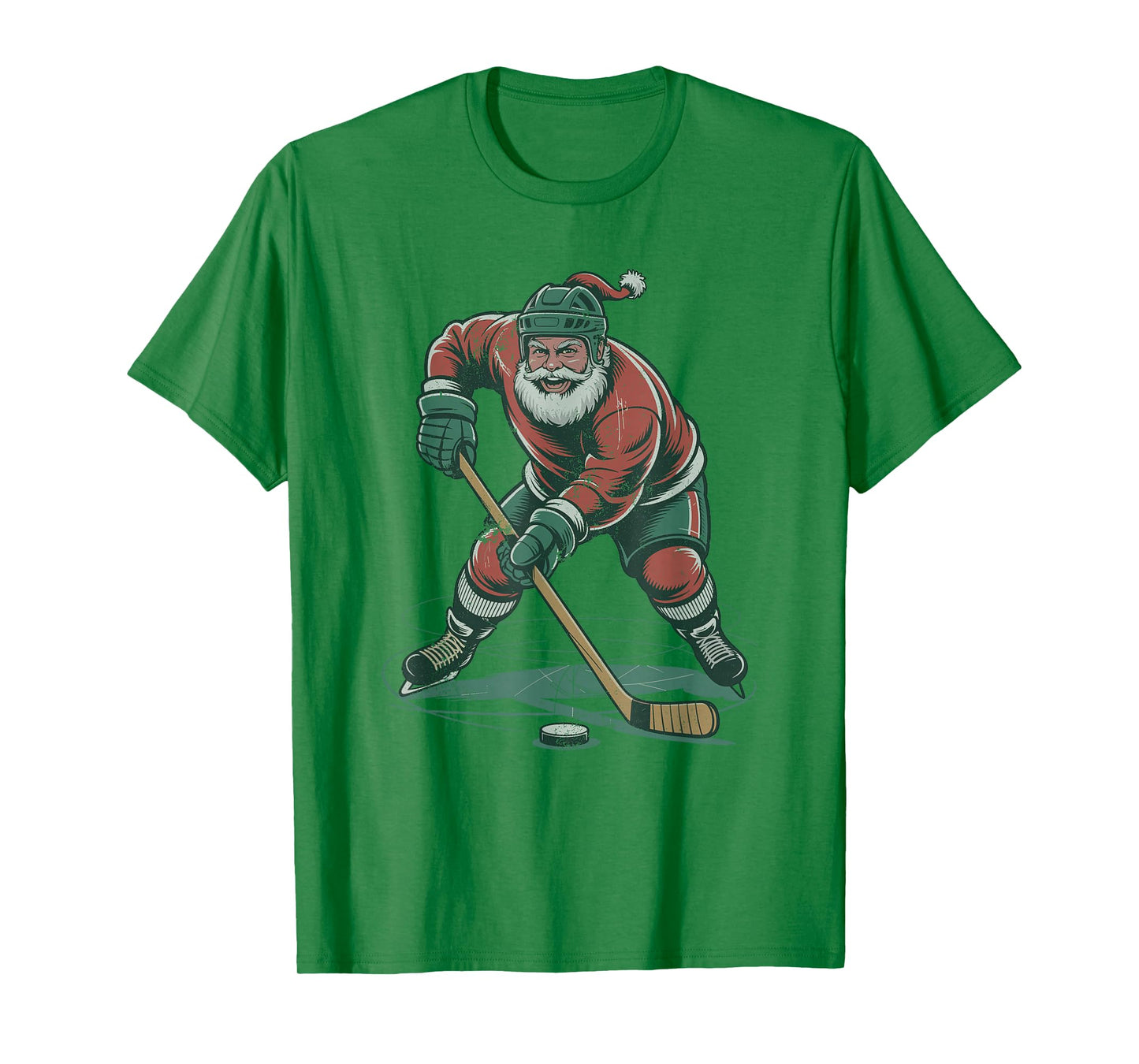 Santa Playing Hockey Retro Vintage 90s Christmas Holiday T-Shirt